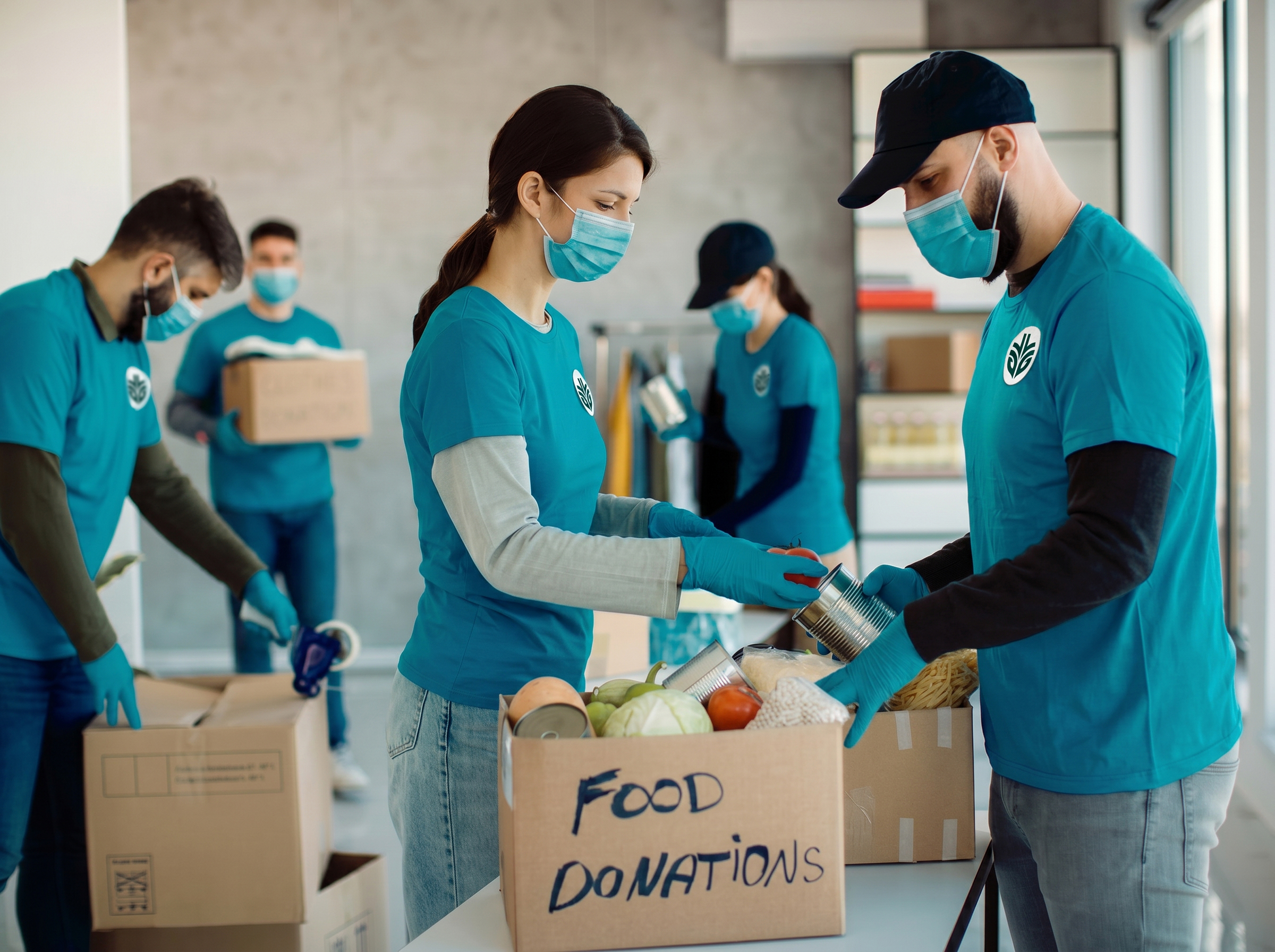 Volunteers helping community